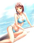  bikini brown_eyes brown_hair highres lying on_side original sakura_ani short_hair solo swimsuit 