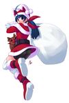  animal_ears ass bike_shorts blue_hair boots christmas fatal_fury futaba_hotaru looking_back mark_of_the_wolves mizuki_gyokuran santa_costume shorts shorts_under_skirt snk solo thighhighs twintails white_background 