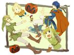  backpack bag belt black_eyes black_hair blonde_hair blue_eyes blue_hair cape dual_persona earrings fire_emblem fire_emblem:_monshou_no_nazo fire_emblem:_souen_no_kiseki hat headband ike jewelry link lucas male_focus marth mother_(game) mother_2 mother_3 multiple_boys ness nikayu pointy_ears quiff shield smile super_smash_bros. the_legend_of_zelda the_legend_of_zelda:_the_wind_waker the_legend_of_zelda:_twilight_princess tomato toon_link 