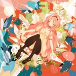  bad_id bad_pixiv_id closed_eyes hairband long_hair megurine_luka pantyhose pink_hair solo stuffed_toy sunaya very_long_hair vocaloid 