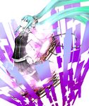  alternate_costume aqua_eyes aqua_hair bad_id bad_pixiv_id detached_sleeves digital_dissolve floating_hair hatsune_miku long_hair skirt solo thighhighs twintails umibocchi very_long_hair vocaloid 