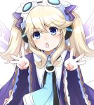  1girl bangs blonde_hair blue_eyes blush commentary_request doria_(5073726) eyebrows_visible_through_hair hair_between_eyes hair_ornament headgear histoire long_hair looking_at_viewer neptune_(series) open_mouth solo swept_bangs twintails v-shaped_eyebrows wings 