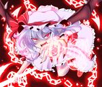  bat_wings blue_hair chain colorized fang fangs hat kisaragi_you magic_circle nail_polish pointy_ears polearm red_eyes remilia_scarlet slit_pupils solo spear touhou weapon wings 