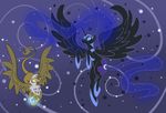  alicorn armor avian cutie_mark elements_of_harmony equine female feral friendship_is_magic gilda_(mlp) gryphon hasbro hi_res horn mammal my_little_pony nightmare_moon_(mlp) ponygoggles space stars winged_unicorn wings 