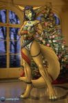  bone breasts canine christmas christmas_tree clothed clothing collar female holidays landingzone looking_at_viewer mammal mistletoe nipples piercing pussy skimpy solo standing tongue tree whip wolf xmas 