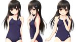  bishoujo black_hair blush brown_eyes competition_school_swimsuit long_hair nonohara_miki one-piece_swimsuit school_swimsuit swimsuit tachibana_kyouka 