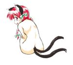  animal_ears back braid cat_ears cat_tail extra_ears fang from_behind kaenbyou_rin looking_back multiple_tails nekokichi nude pointy_ears red_hair solo tail touhou twin_braids 