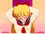  bishoujo_senshi_sailor_moon blonde_hair closed_eyes eyes_closed gif long_hair sailor_venus school_uniform very_long_hair 