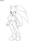  abstract_background big_breasts black_and_white breasts crossgender female gloves hedgehog line_art mammal monochrome nipples plain_background pussy sega shoes simple_background solo sonic_(series) sonic_the_hedgehog sonica_the_hedgehog thecon white_background 