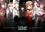  ahirun bad_id bad_pixiv_id black_legwear blush_stickers bow brown_hair column_lineup crossed_arms detached_sleeves dress ex-keine eyeball flandre_scarlet green_eyes green_hair hair_bow hair_tubes hakurei_reimu hat himekaidou_hatate horns japanese_clothes kamishirasawa_keine kimono kochiya_sanae komeiji_koishi multiple_girls obi red_eyes reiuji_utsuho sash sidelocks skirt thighhighs third_eye tokin_hat touhou yukata 