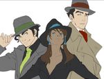  2boys alternate_costume avatar_(series) blue_eyes bolin brown_hair budgie concept_art cravat dark_skin fedora formal green_eyes hair_tubes hat korra mako_(avatar) multiple_boys necktie suit the_legend_of_korra trench_coat yellow_eyes 