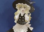  :d apron bad_id bad_pixiv_id blonde_hair bow braid comic dress hair_bow hammer_(sunset_beach) hand_on_hip hat kirisame_marisa long_hair muted_color open_mouth silent_comic smile solo touhou witch witch_hat yellow_eyes 