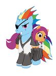  blue_fur cub equine eye_patch eyewear female feral friendship_is_magic fur hair hasbro horse jberg18 kenpachi_zaraki mammal multi-colored_hair my_little_pony plain_background pony rainbow_dash_(mlp) rainbow_hair scar scootaloo_(mlp) shinigami white_background yachiru young 