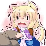  animal_ears blonde_hair cat_ears cat_tail chibi extra_ears hoshizuki_(seigetsu) kemonomimi_mode mizuhashi_parsee open_mouth puru-see rock scarf solo tail touhou trembling |_| 