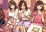  brown_hair dark_skin dress jewelry kaqo multiple_girls nail_polish necklace original ousama_game pov sitting skirt 