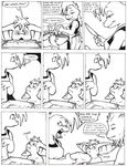  asar black_and_white collaboration comic cute desiree desiree_lee dialog dialogue english_text female humor humour james_m_hardiman lizard male mammal monochrome nom nude plain_background porcupine reptile rodent scalie text white_background 