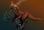  chris_phillips cigar dinosaur gun hybrid male ranged_weapon scalie smoking solo tattoo weapon what what_has_science_done 