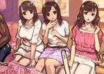  brown_hair dark_skin dress jewelry kaqo multiple_girls nail_polish necklace original ousama_game pov sitting skirt 