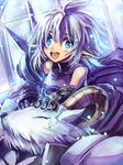  :d armor artemisia_(pixiv_fantasia) blue_eyes blue_hair blush edobox elf horns open_mouth pixiv_fantasia pixiv_fantasia_2 pointy_ears smile solo 