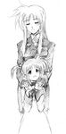  age_difference byeontae_jagga fate_testarossa greyscale highres lyrical_nanoha mahou_shoujo_lyrical_nanoha mahou_shoujo_lyrical_nanoha_strikers military military_uniform monochrome multiple_girls school_uniform seishou_elementary_school_uniform sketch takamachi_nanoha time_paradox tsab_executive_military_uniform twintails uniform 