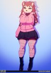  anthro clothed clothing female hoodie legwear looking_at_viewer mammal porcupine rodent simple_background smile solo standing thigh_highs tsudamaku 