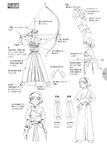  1girl ;d absurdres archery artist_request bow bow_(weapon) character_sheet copyright_request hairband hakama highres japanese_clothes kyuudou monochrome muneate one_eye_closed open_mouth short_hair single_glove smile tabi translation_request weapon wink yugake 