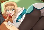  ass bare_shoulders blonde_hair censored character_request clothed_sex fellatio natalia_luzu_kimlasca_lanvaldear oral panties panties_under_pantyhose pantyhose penis tales_of_(series) tales_of_the_abyss underwear yu-gi-oh! 