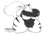  anthrofied arcanine breasts canine chubby eating female gillpanda growth macro mammal nintendo obese overweight plain_background pok&#233;mon pok&#233;morph pok&eacute;mon solo video_games weight_gain white_background 