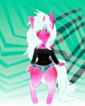  anthro blush chibi clothing equine girly hair hooves horn jacksleight long_hair male mammal my_little_pony scar sleight_(oc) sweater thick_thighs underwear unicorn white_hair 