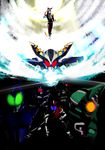  absurdres glowing glowing_eyes highres kamen_rider kamen_rider_gatack kamen_rider_kabuto kamen_rider_kabuto_(series) kamen_rider_kick_hopper male_focus multiple_boys oddo-eye 