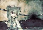  animal_ears basket bright_pupils capelet dot_pupils dripping flashlight grey_hair jewelry koohee mouse mouse_ears mouse_tail mouth_hold nazrin necklace paper partially_submerged red_eyes short_hair solo squinting sweatdrop tail touhou tunnel uneven_eyes wading water water_drop water_pipe white_pupils 