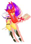  adult alice_holic black_mage boots doll eiko_carol female final_fantasy final_fantasy_ix green_eyes horn long_hair moogle older open_mouth ponytail purple_hair red_ribbon ribbon solo staff vivi_ornitier 