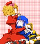  aian_hirata bad_id bad_pixiv_id blonde_hair blue_eyes bow dlanor_a_knox drill_hair eiserne_jungfrau frills gaap hat multiple_girls pink_bow purple_hair sleeping thighhighs umineko_no_naku_koro_ni 