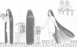  anime hair long long_hair monochrome very_long_hair 