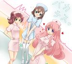  2girls baka_to_test_to_shoukanjuu blush garter_belt himeji_mizuki kinoshita_hideyoshi multiple_girls nurse shimada_minami smile thighhighs trap 