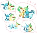  blush fume gen_4_pokemon glaceon heart ice kiss kuo leaf leafeon no_humans one_eye_closed pokemon pokemon_(creature) simple_background tears tsundere 