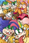  blue_hair candy chewing_gum chocolate doughnut fangs food glasses hououji_arashi ice_cream iggy_koopa jewelry larry_koopa lemmy_koopa lollipop ludwig_von_koopa mario_(series) mohawk morton_koopa_jr. multicolored_hair necklace no_humans polka_dot ribbon roy_koopa sunglasses super_mario_bros. tongue wendy_o._koopa 