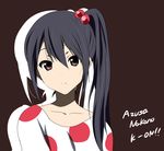  alternate_hairstyle black_hair brown_eyes face ikari_manatsu k-on! listen!! long_hair nakano_azusa polka_dot side_ponytail solo 