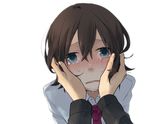  bad_id bad_pixiv_id blush brown_hair durarara!! hakoda_eko hands harima_mika necktie open_mouth pov short_hair solo_focus tears 