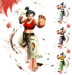  alternate_costume alternate_hairstyle barefoot dougi fighting_stance kaiwai makoto_(street_fighter) ponytail sports_bra street_fighter street_fighter_iii_(series) street_fighter_iv_(series) topknot torn_clothes 