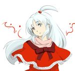  grey_eyes hair_bobbles hair_ornament long_hair lowres serene_(gusarme) shinki side_ponytail silver_hair solo touhou 