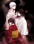  2boys artist_request black_hair brother_and_sister brothers fatal_frame fatal_frame_2 japanese_clothes kimono multiple_boys rattle short_hair siblings tachibana_chitose tachibana_itsuki tachibana_mutsuki tears twins white_hair 