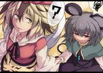  animal_ears bad_id bad_pixiv_id blonde_hair grey_hair jewelry mouse_ears mouse_tail multiple_girls nazrin pendant red_eyes short_hair tail toramaru_shou touhou yude 