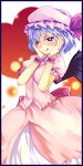  :q bat_wings blue_hair mikage_sekizai red_eyes remilia_scarlet short_hair solo tongue tongue_out touhou wings 