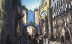  city concept_art crowd road scenery shadow street tera_online tunnel window 