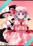  bat_wings blonde_hair blue_eyes blue_hair blush braid hat kirisame_marisa long_hair multiple_girls red_eyes remilia_scarlet shin_(new) short_hair touhou wings witch_hat 