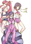  bikini_top bodysuit company_connection evangelion:_2.0_you_can_(not)_advance gainax glasses headband highres kagami_uekusa leotard makinami_mari_illustrious multiple_girls neon_genesis_evangelion pink_bodysuit pink_leotard plugsuit rebuild_of_evangelion sweatband takaya_noriko tengen_toppa_gurren_lagann thighhighs top_wo_nerae! yoko_littner 