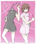  bad_id bad_pixiv_id brown_hair celty_sturluson dullahan durarara!! harima_mika headless kuroneko_no_sumika multiple_girls nurse short_hair smile symbol-shaped_pupils syringe thighhighs 