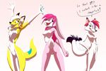  breasts canine coyote electra_(technicolorpie) elektra-sama eyeofcalamity female fox group lagomorph lucky_(blondefoxy) mammal multiple_tails nude rabbit tail tongue trio 
