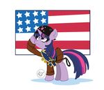  american american_flag equine female feral flag friendship_is_magic greenwiggly hasbro helmet horn horse mammal medal medals military my_little_pony plain_background pony salute solo swagger_stick twilight_sparkle_(mlp) unicorn white_background 
